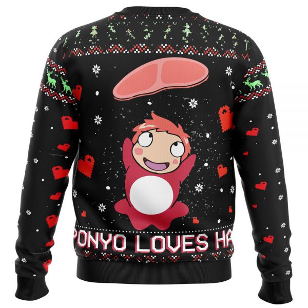 Ponyo Loves Ham Premium Ugly Christmas Sweater